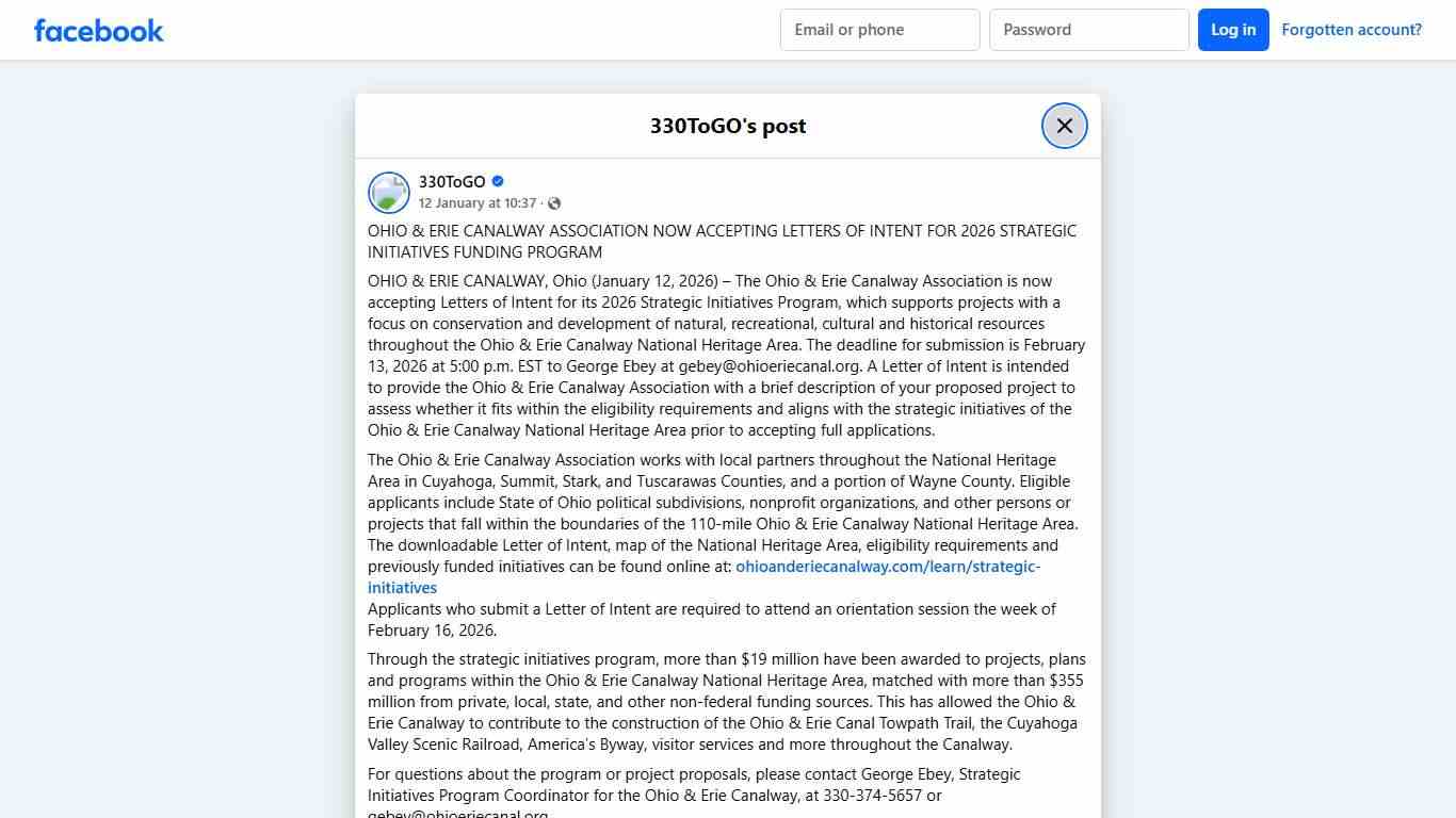330ToGO - OHIO & ERIE CANALWAY ASSOCIATION NOW ACCEPTING... Facebook